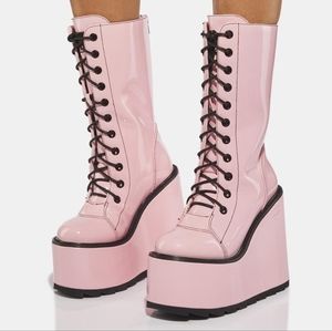 NEW YRU Pink Dune Platform Boots